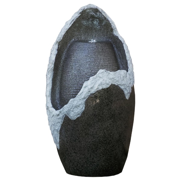 Escenario Round Broken EggShell Waterfall Fountain w/LED Light; Indoor Outdoor Dcor; 27 Inch Tall; Grey ES2844913 - main